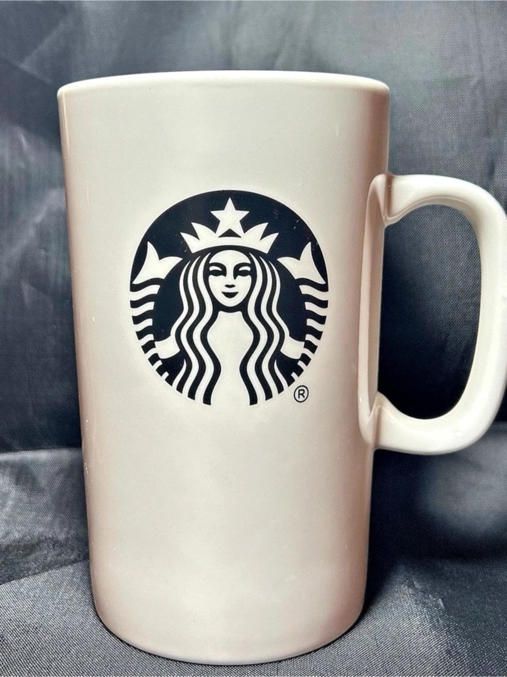 Starbucks Tall White Ceramic Mug with Black Siren Logo